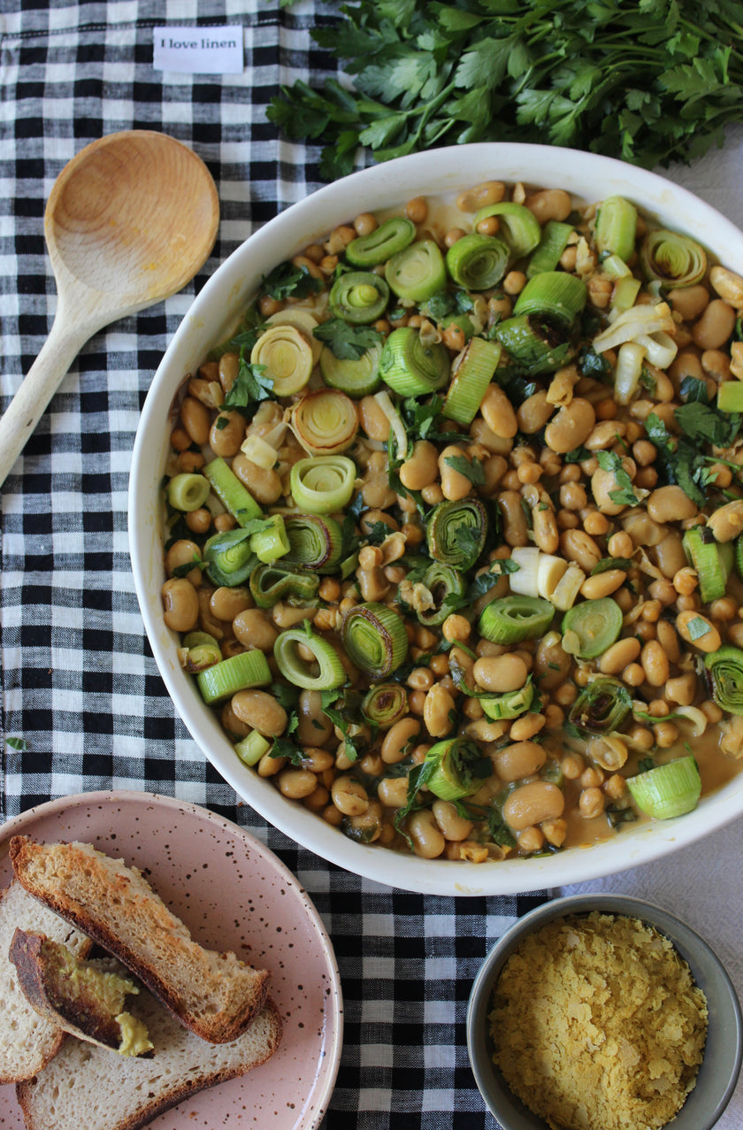 A Small Plate with Big Flavours - Butterbeans, Chickpeas and Leek