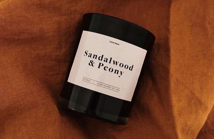 Sandalwood & Peony Candle by I Love Linen