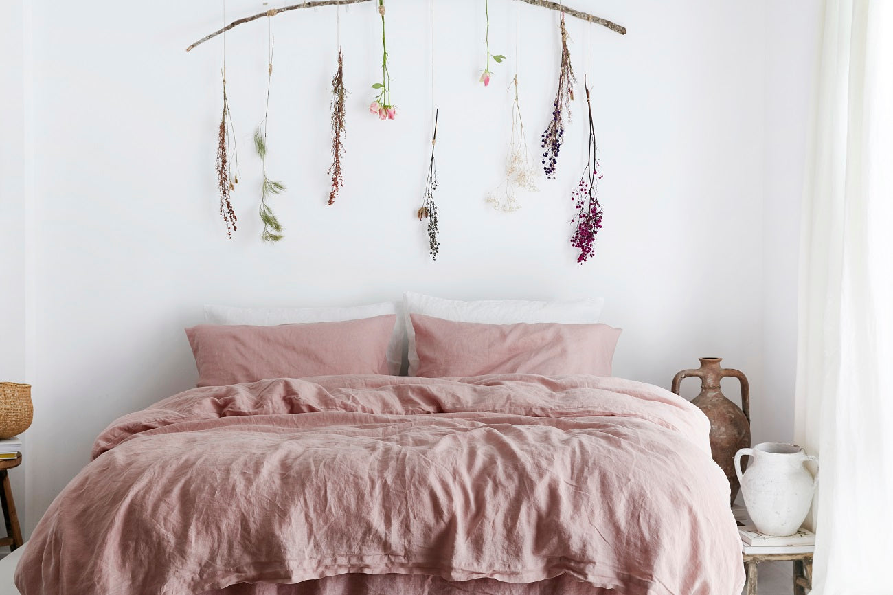 French Flax Linen Sheets in Pink