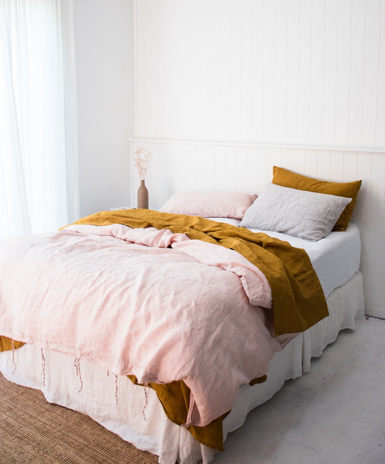 Mustard & Blush French Linen Bedding - Lookbook