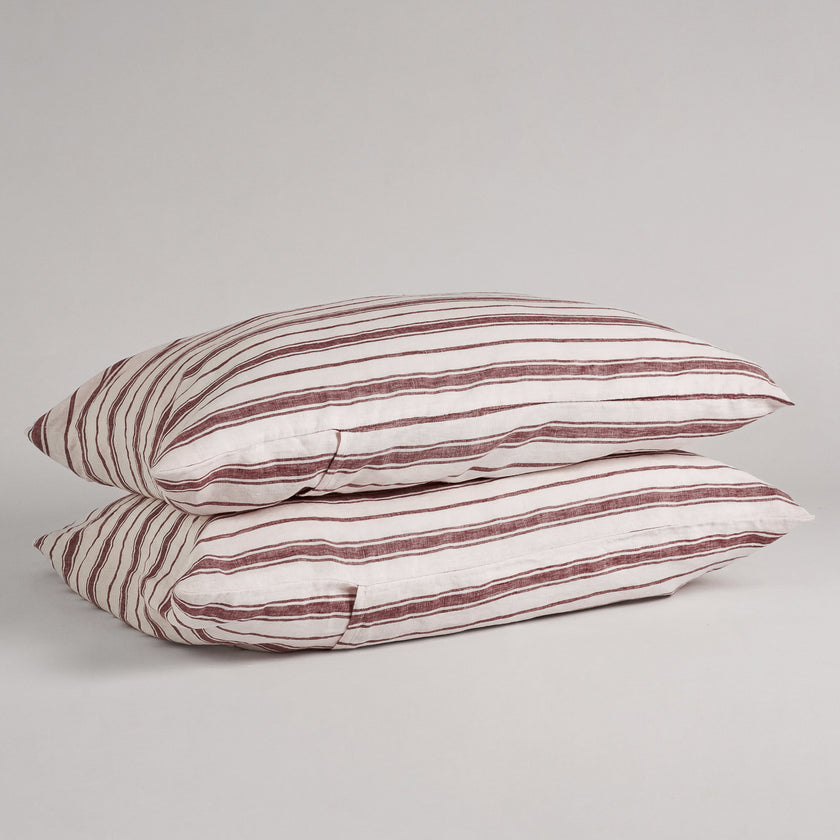 Standard Pillowcase Set in Cherrywood Stripe