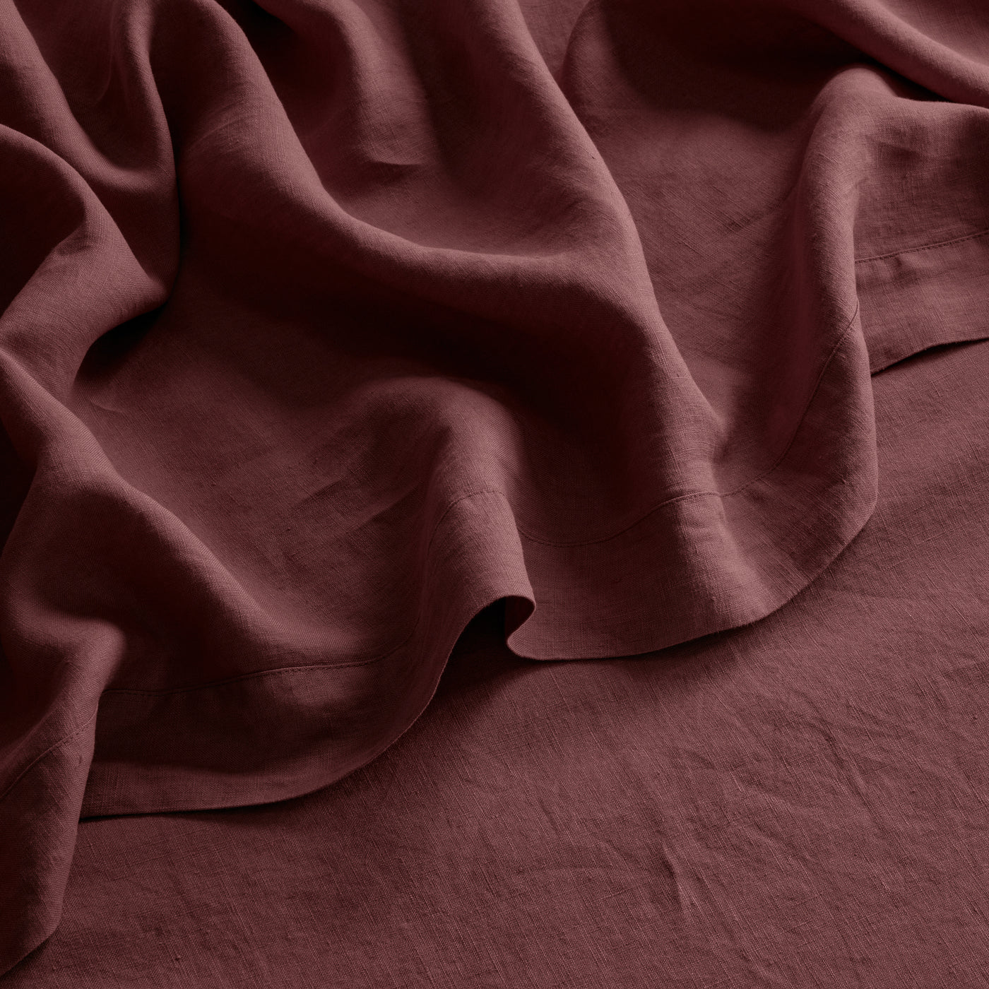 French Flax Linen Flat Sheet in Cherrywood