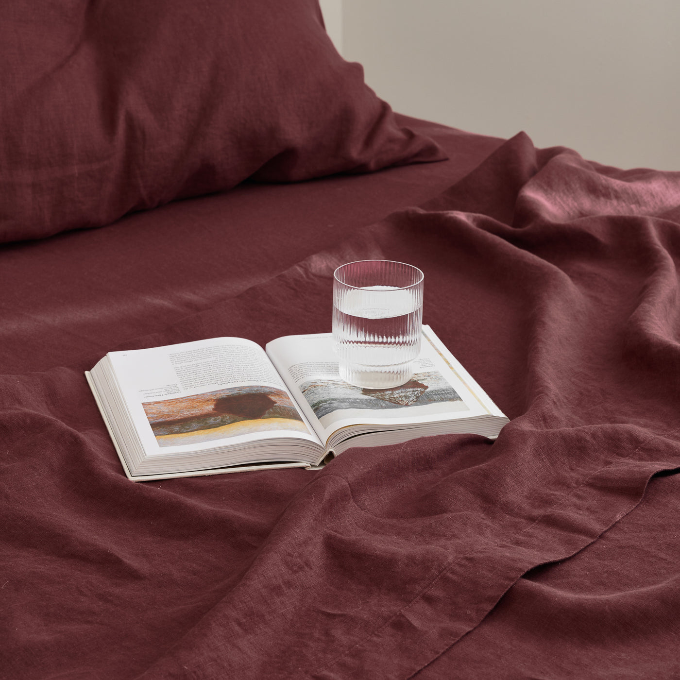 French Flax Linen Flat Sheet in Cherrywood