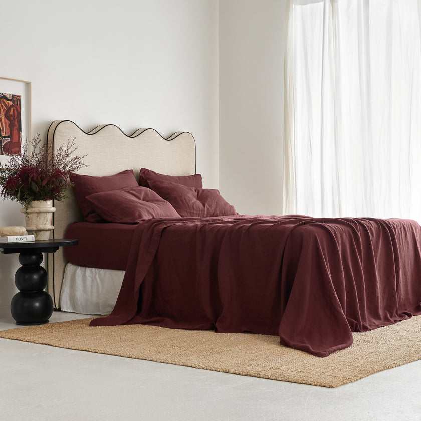French Flax Linen Sheet Set in Cherrywood