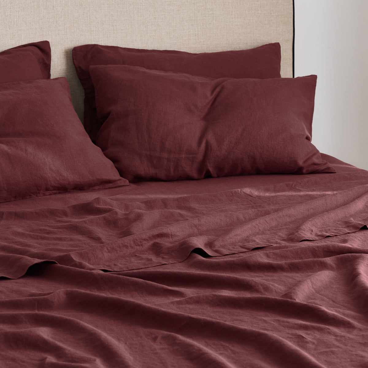 French Flax Linen Sheet Set in Cherrywood