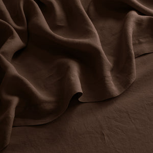 French Flax Linen Flat Sheet in Chocolate