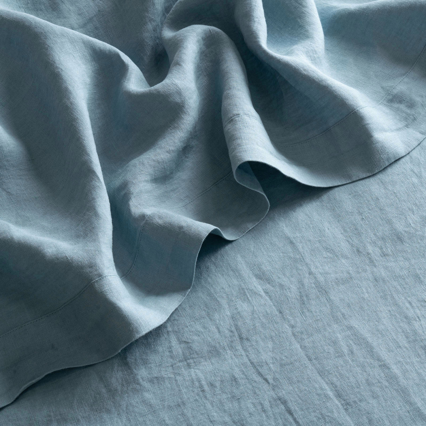 French Flax Linen Flat Sheet in Marine Blue