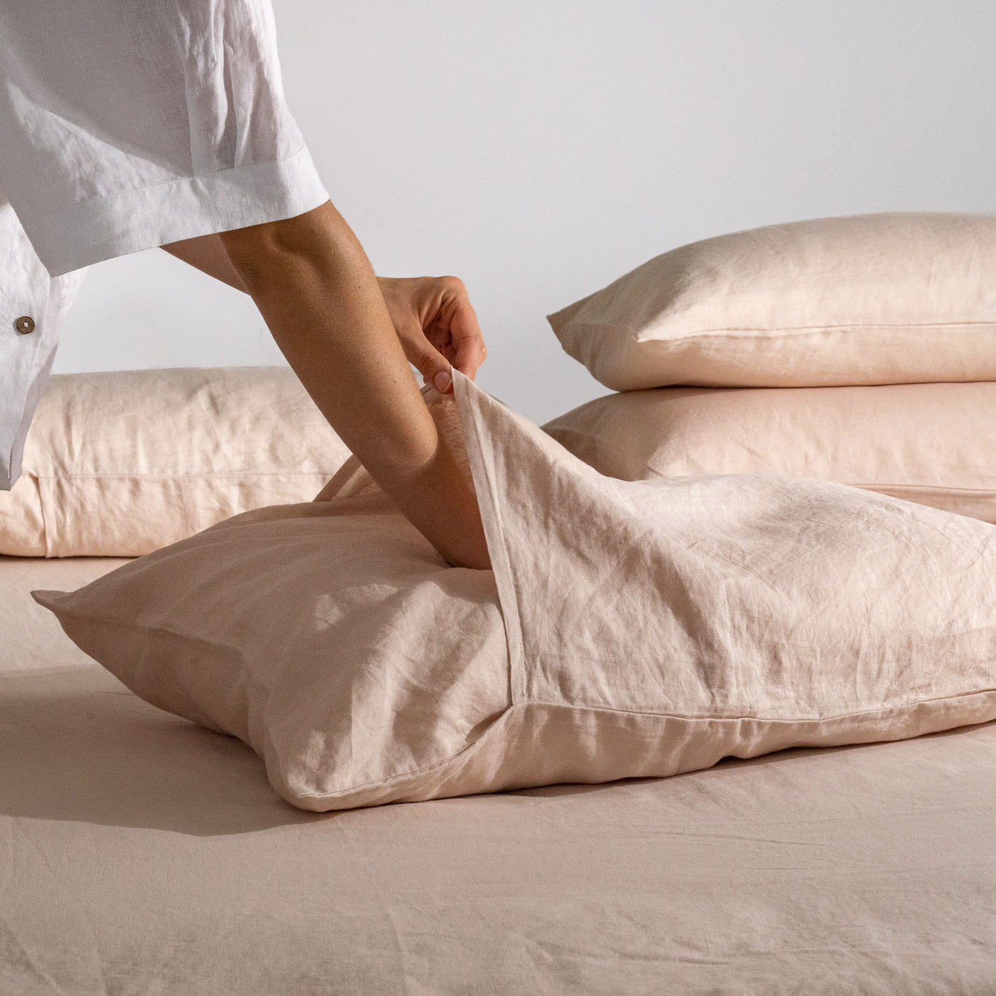 French Flax Linen Sheet Set in Blush