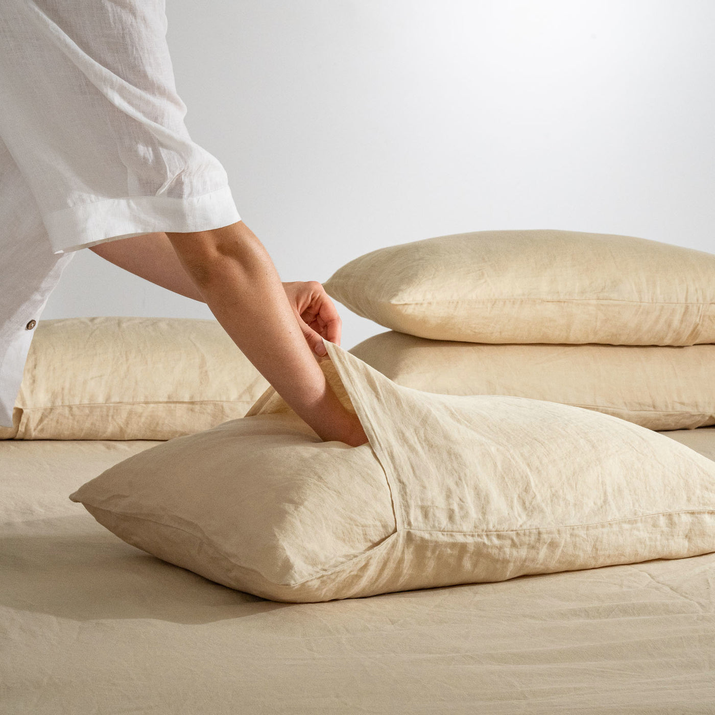 French Flax Linen Sheet Set in Creme