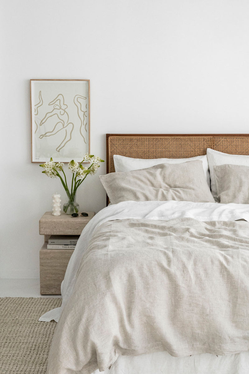 linen sheets and pillows
