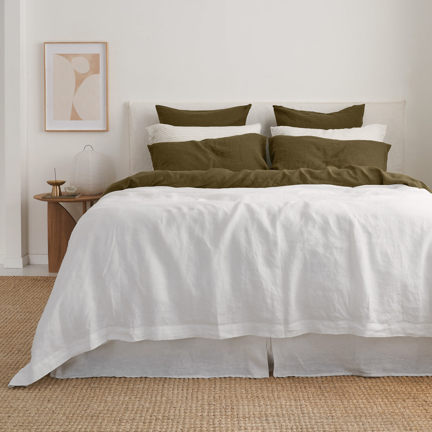 French Flax Linen Quilt Cover in White