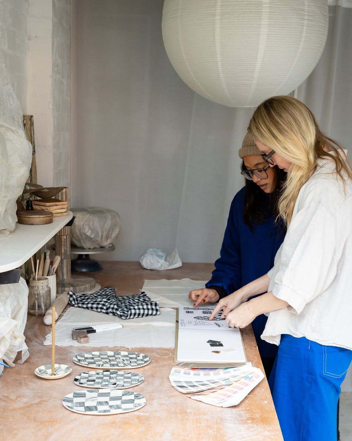 Tantri Mustika x I Love Linen Charcoal Gingham Bedside Plate