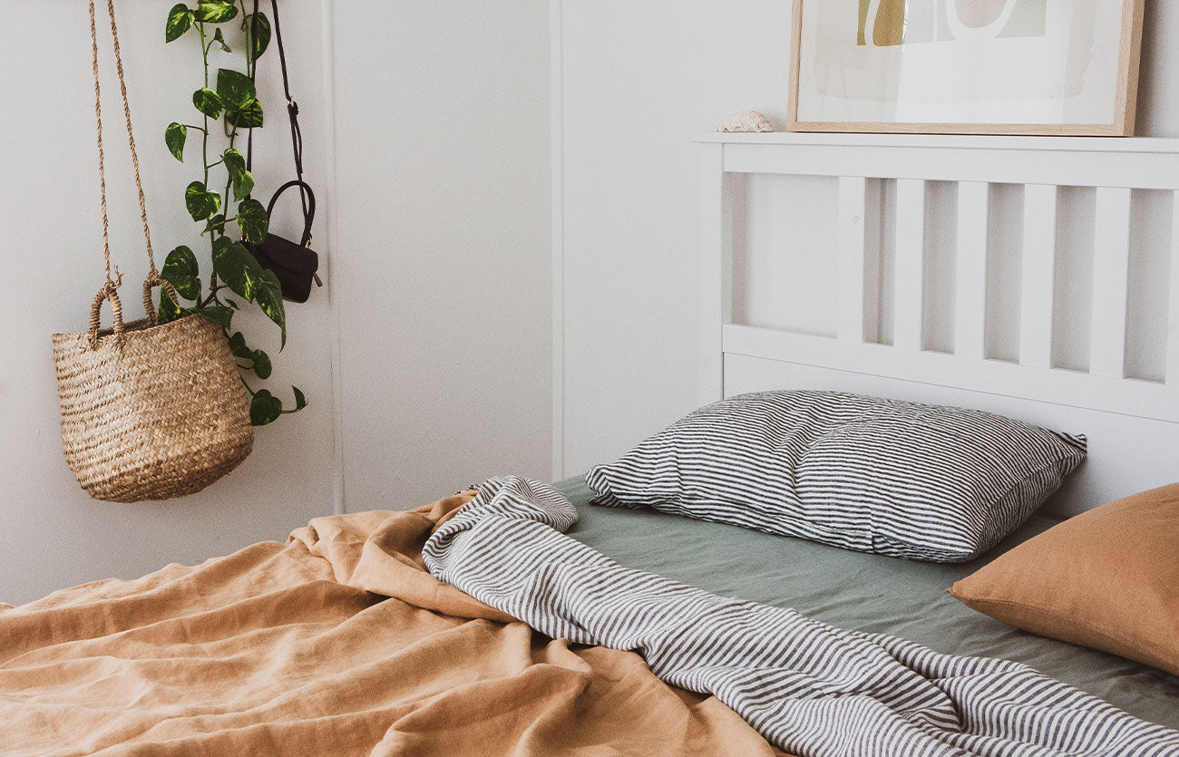 Sage, Sandalwood & Stripe French Linen Bedding - Lookbook