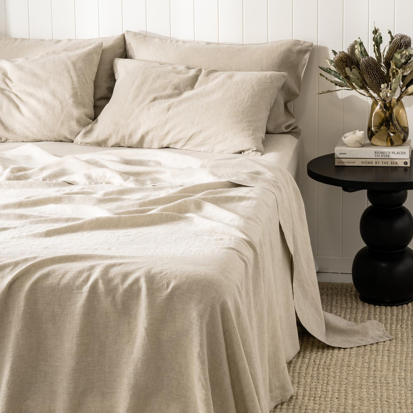 French Flax Linen Flat Sheet in Natural