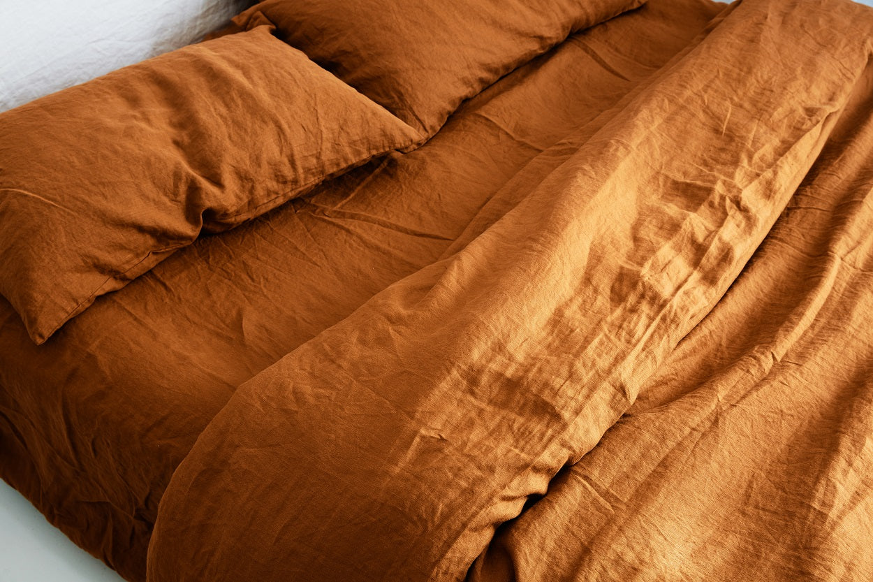 Ochre bed linen