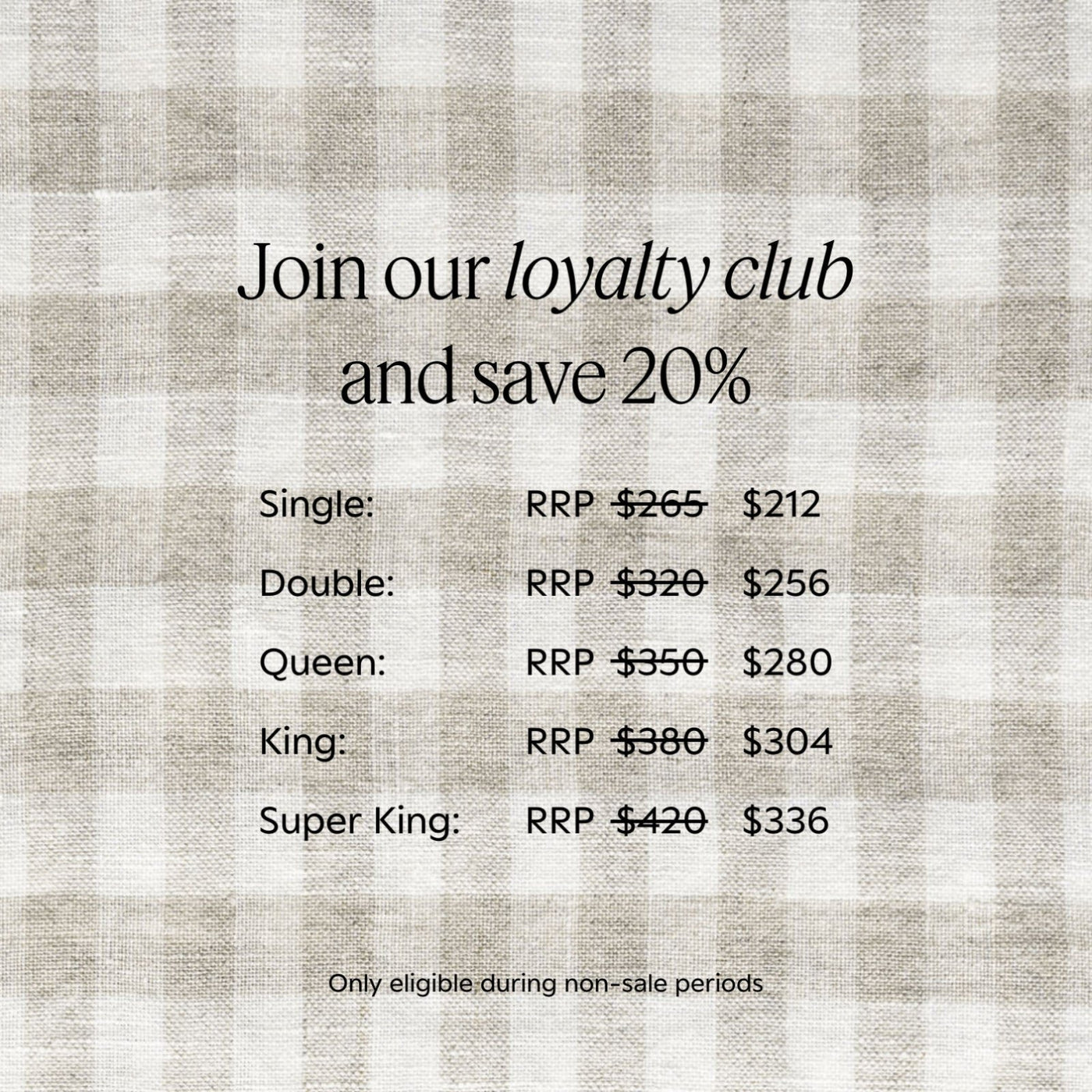 French Flax Linen Double Sided Quilt Cover in Creme/Beige Gingham