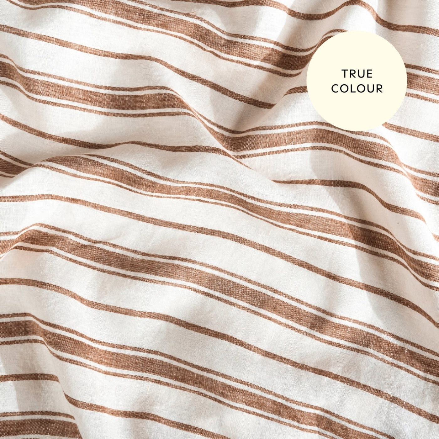 French Flax Linen Table Cloth in Hazelnut Stripe