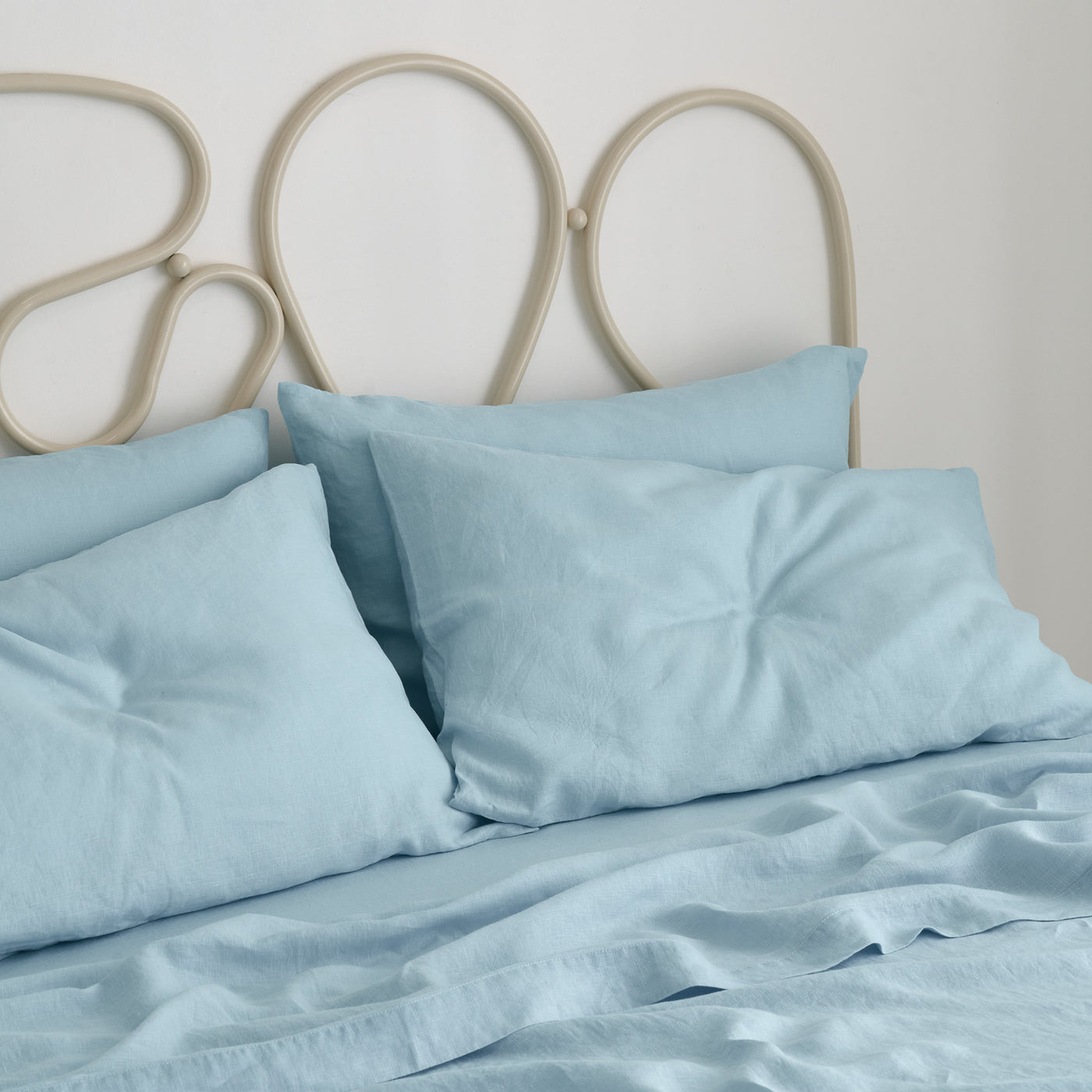 French Flax Linen Sheet Set in Sky Blue