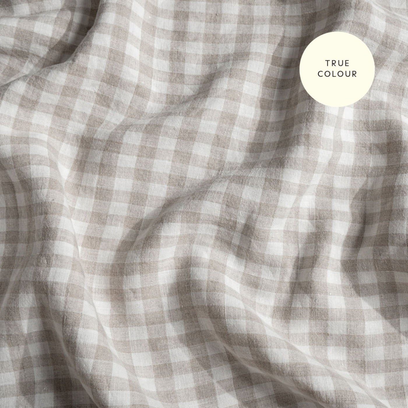 French Flax Linen Quilt Cover Set in Beige Gingham