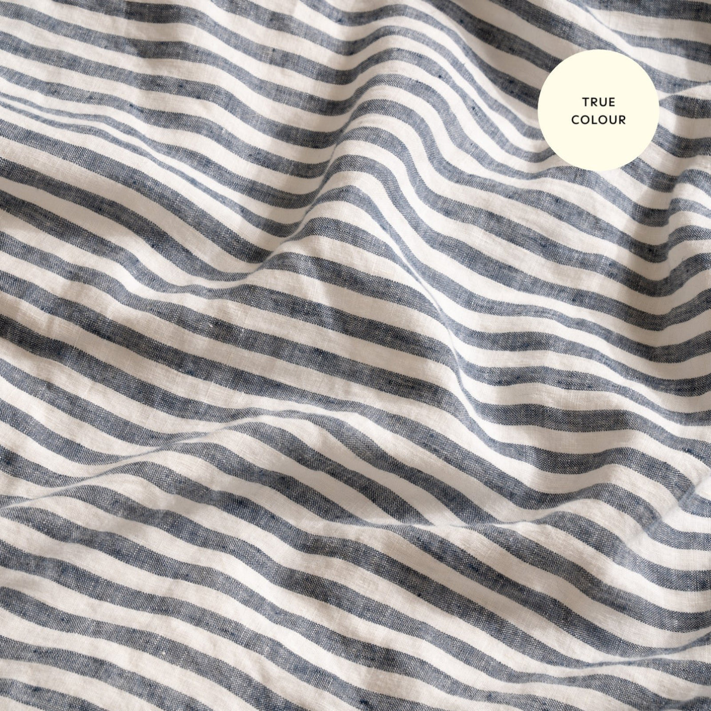 French Flax Linen Double Sided Quilt Cover Set in Indigo/Indigo Stripe