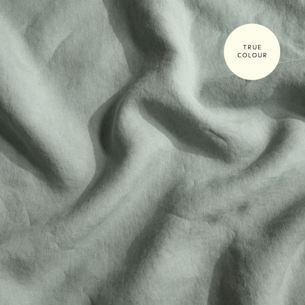 French Flax Linen Double Sided Quilt Cover in Sage/Jade