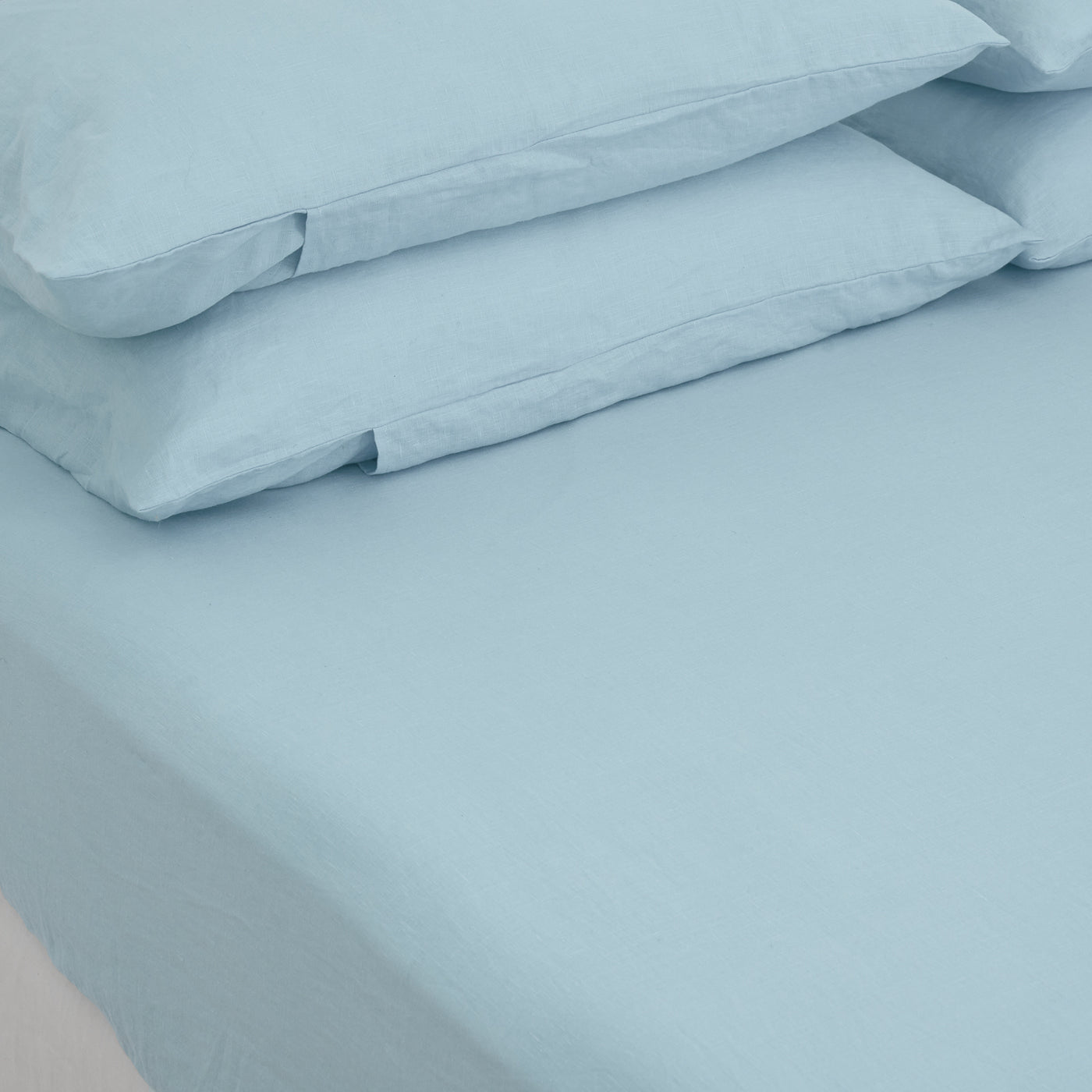 French Flax Linen Fitted Sheet in Sky Blue