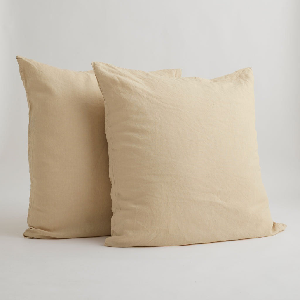 French Flax Linen Pillowcase Set in Creme