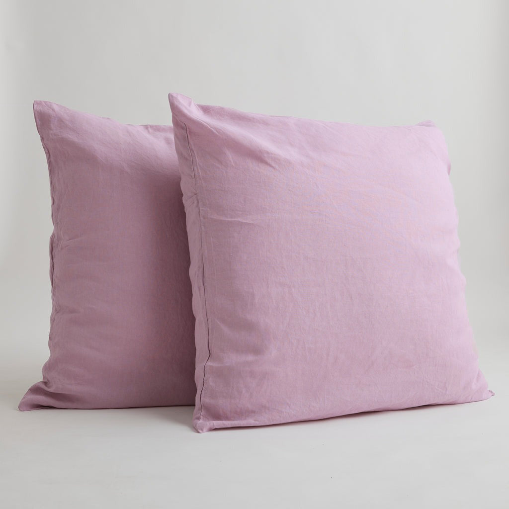 French Flax Linen Pillowcase Set in Lilac