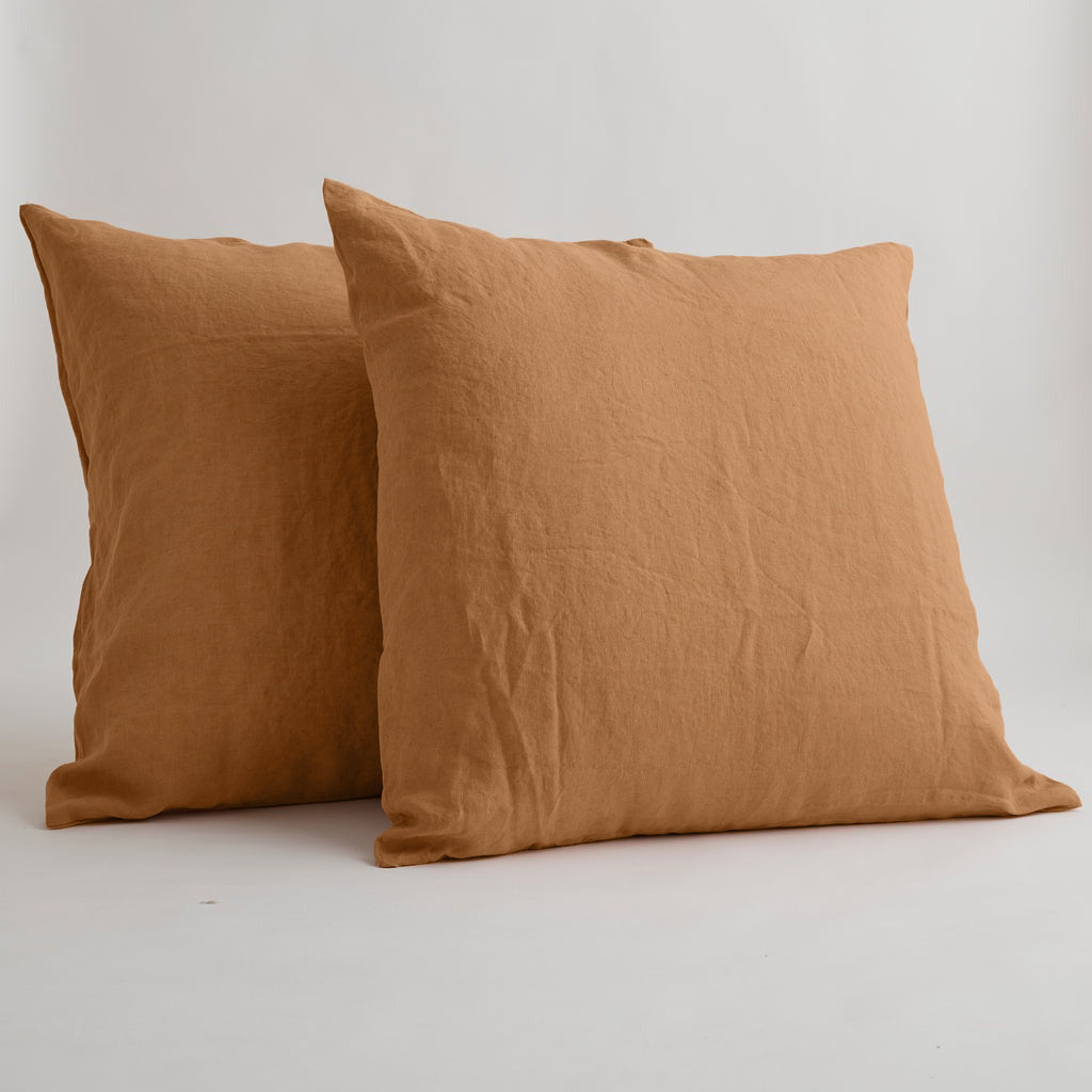 French Flax Linen Pillowcase Set in Sandalwood