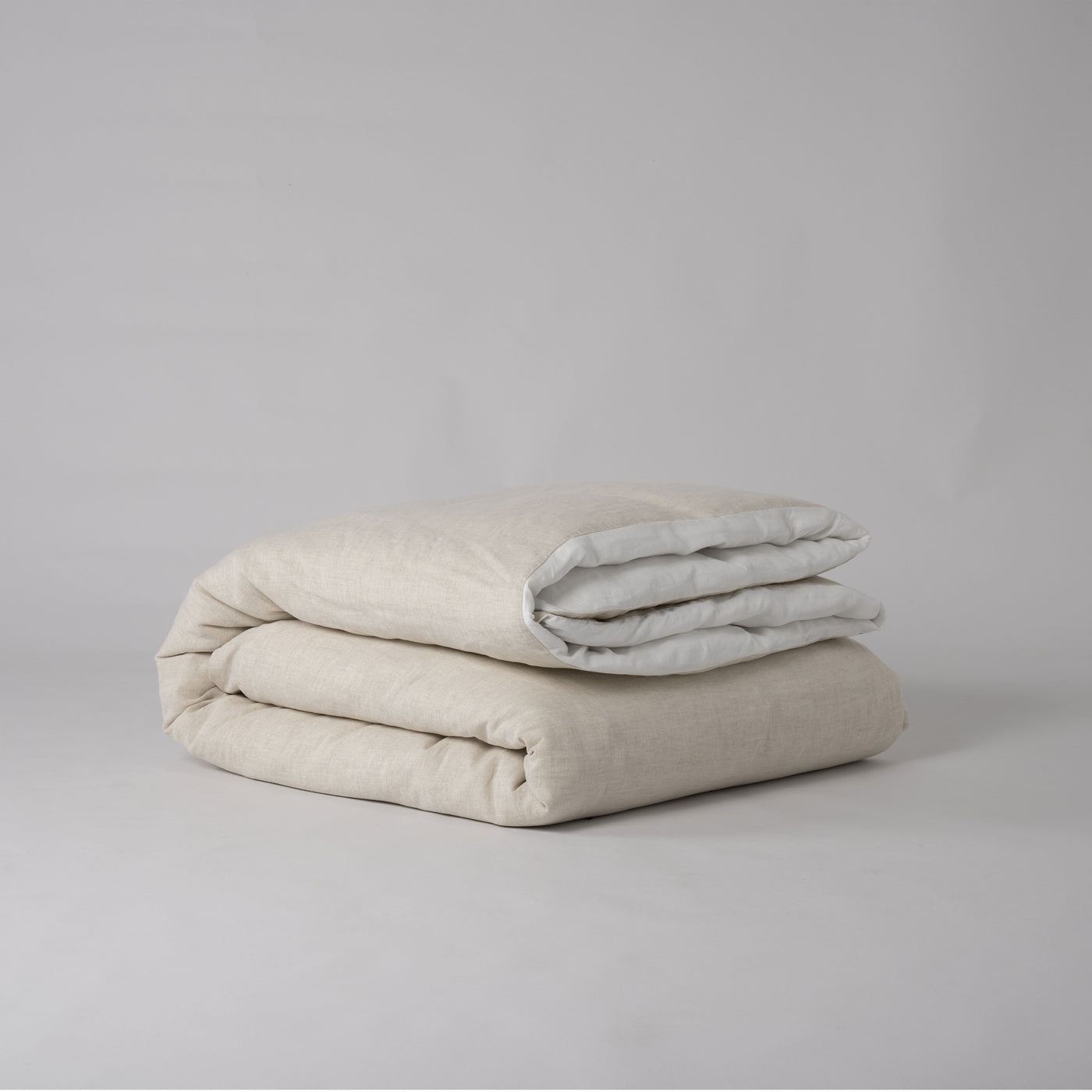 French Flax Linen Double Sided Quilt Cover in White/Natural
