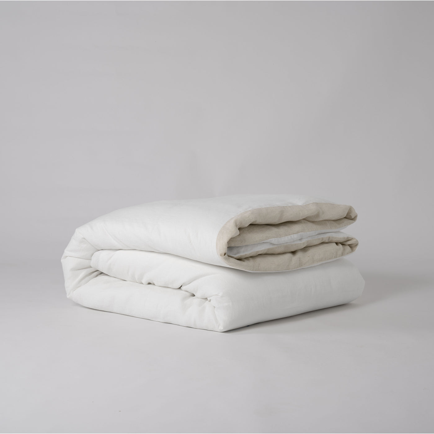 French Flax Linen Double Sided Quilt Cover in White/Natural