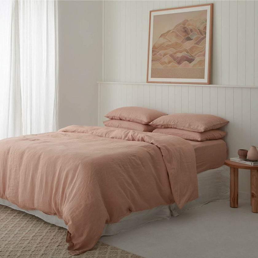 French Flax Linen Quilt Cover Set in Clay