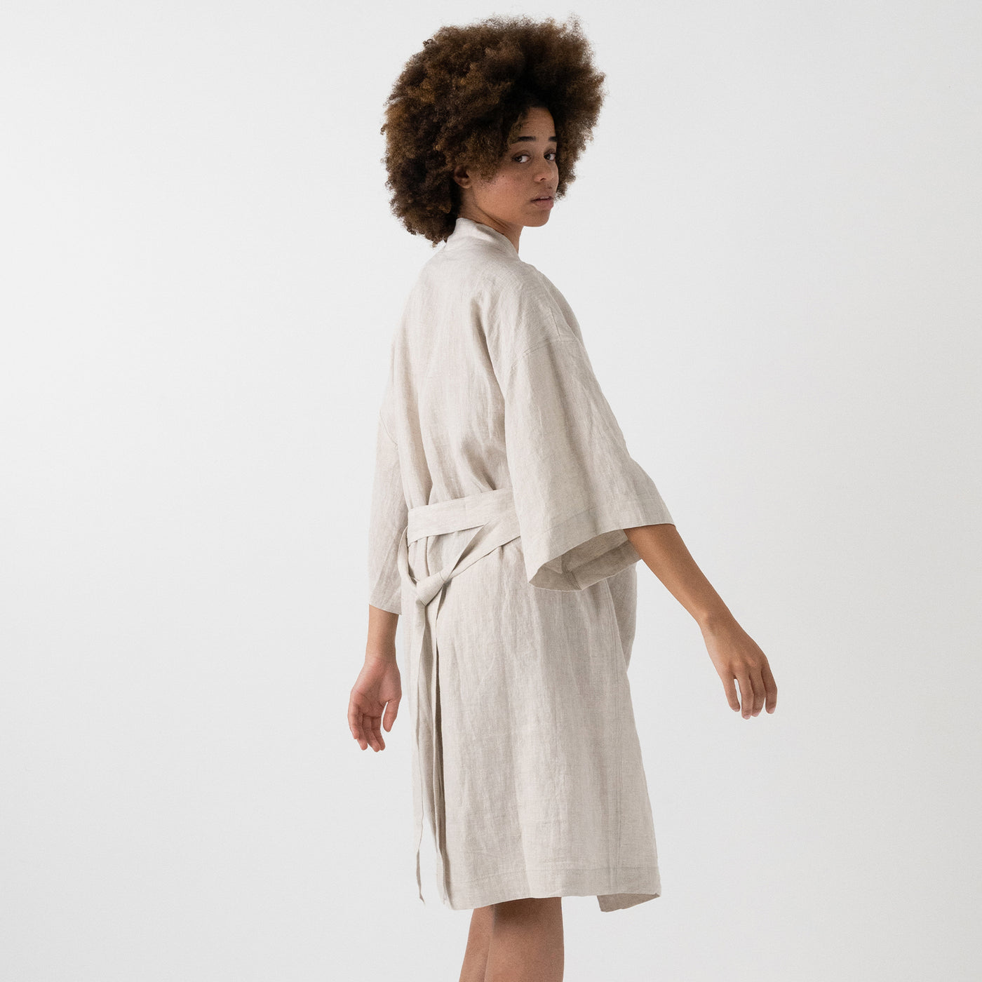 French Flax Linen Robe in Natural