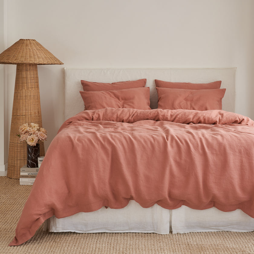 French Flax Linen Quilt Cover in Rosa