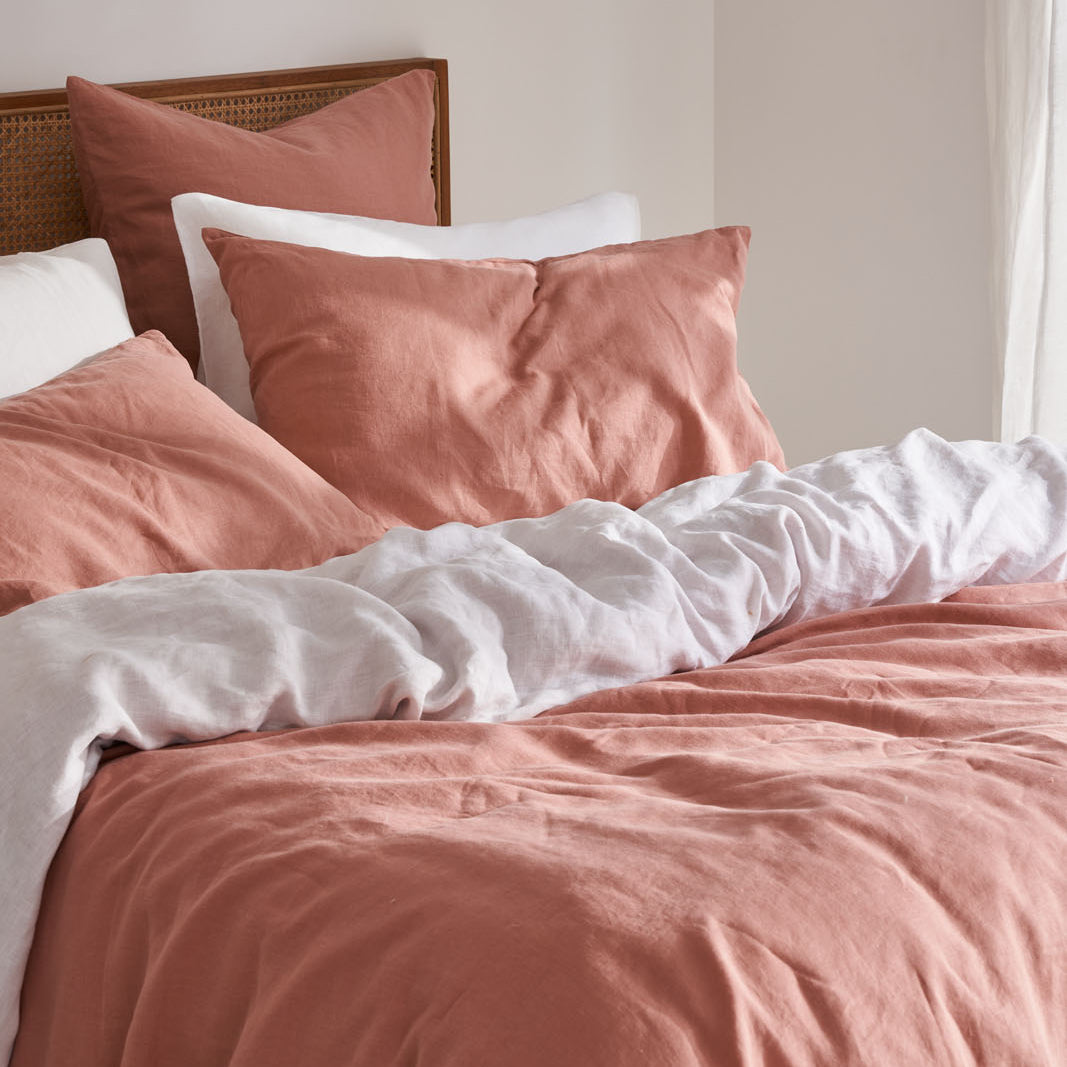 French Flax Linen Quilt Cover in Rosa