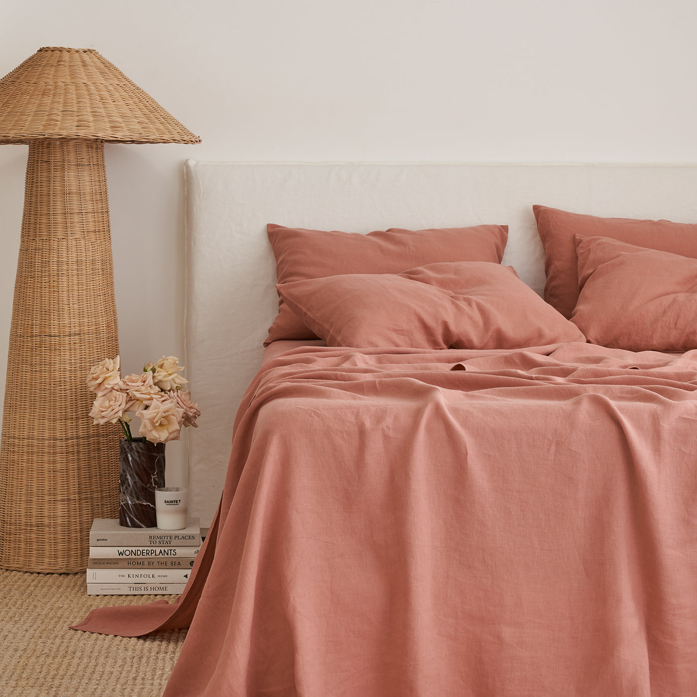 French Flax Linen Sheet Set in Rosa