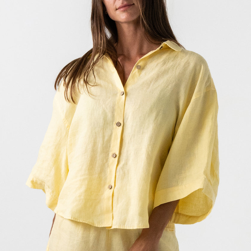 French Flax Linen Ruby Shirt in Daisy