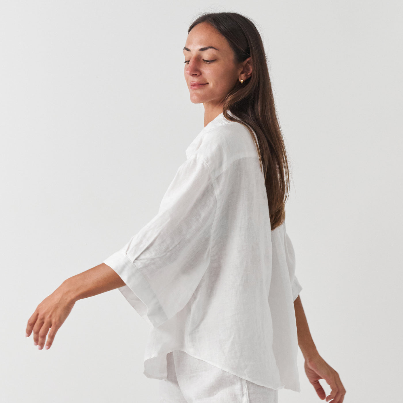 French Flax Linen Ruby Shirt in White