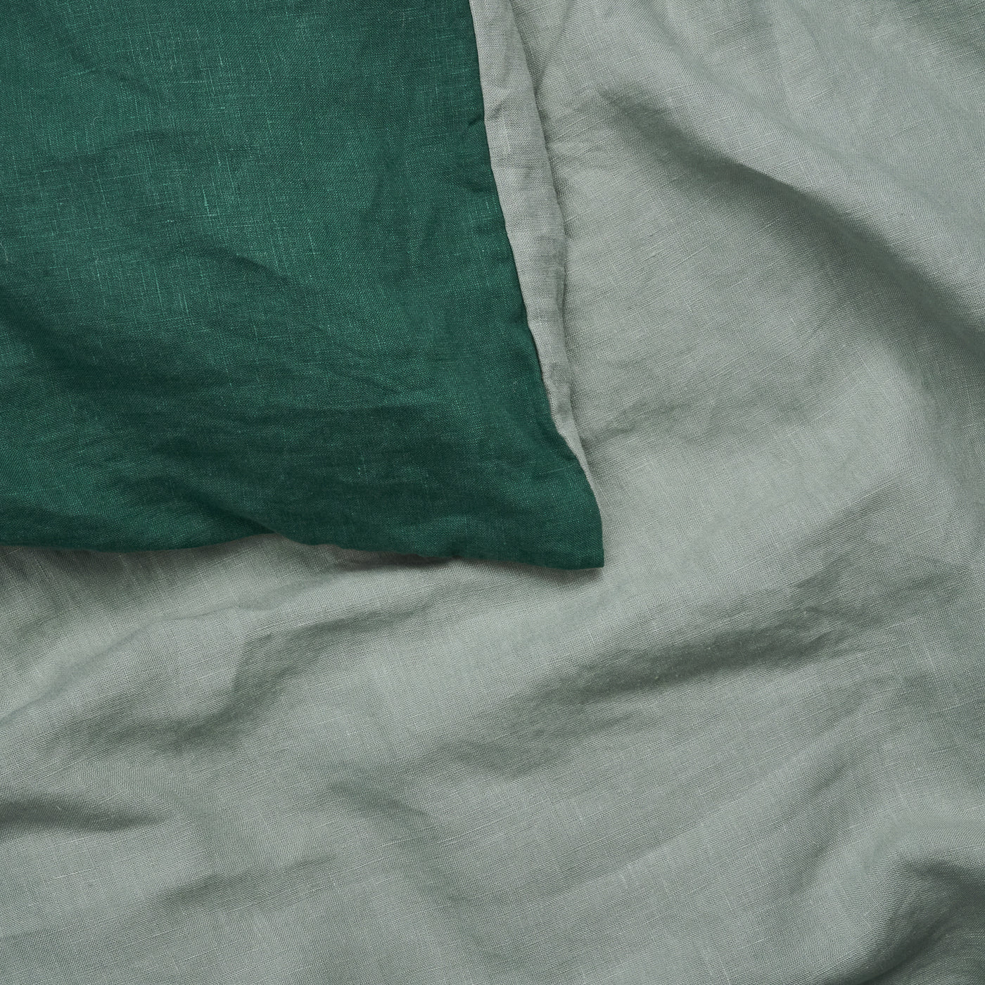 French Flax Linen Double Sided Quilt Cover Set in Sage/Jade