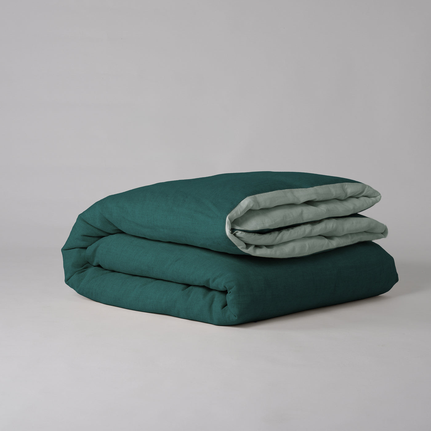 French Flax Linen Double Sided Quilt Cover in Sage/Jade