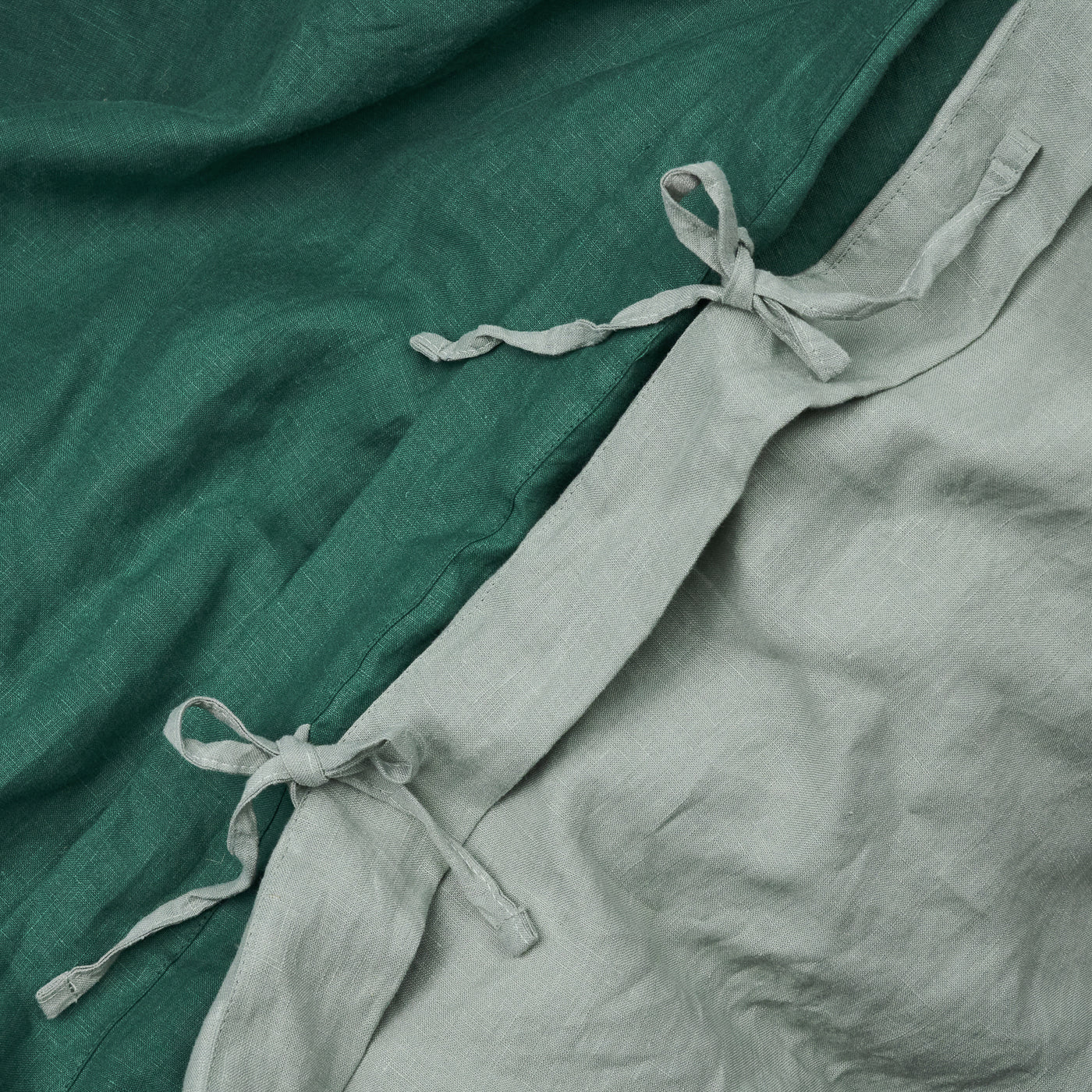 French Flax Linen Double Sided Quilt Cover in Sage/Jade