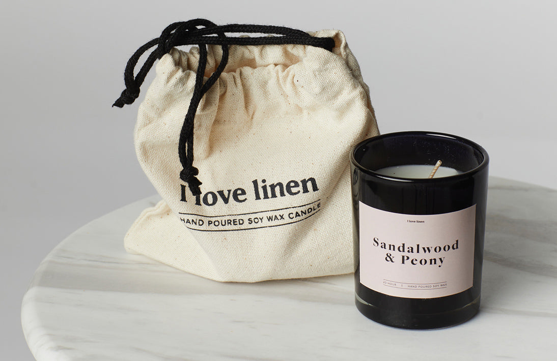 Sandalwood & Peony Candle by I Love Linen