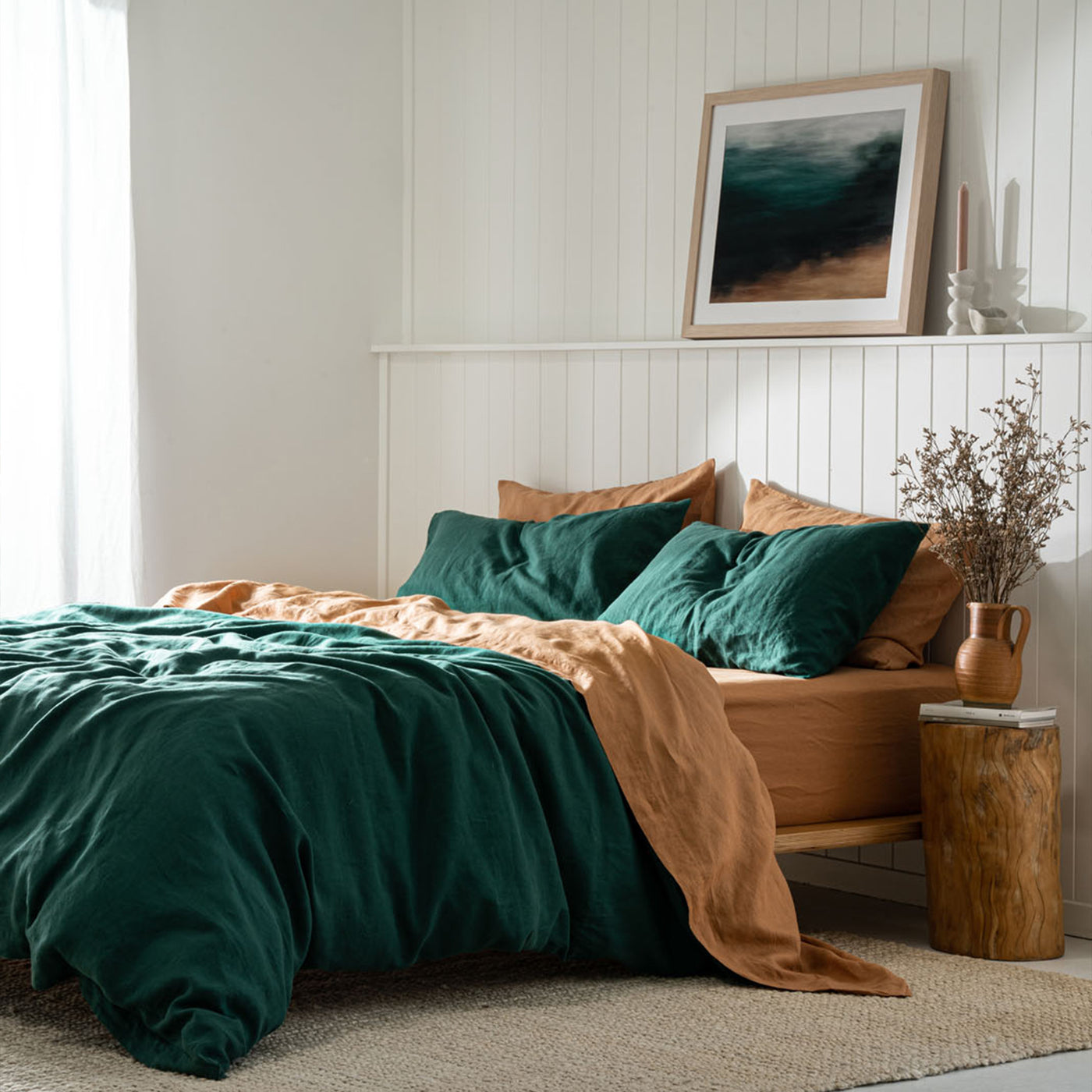 French Flax Linen Sheet Set in Sandalwood