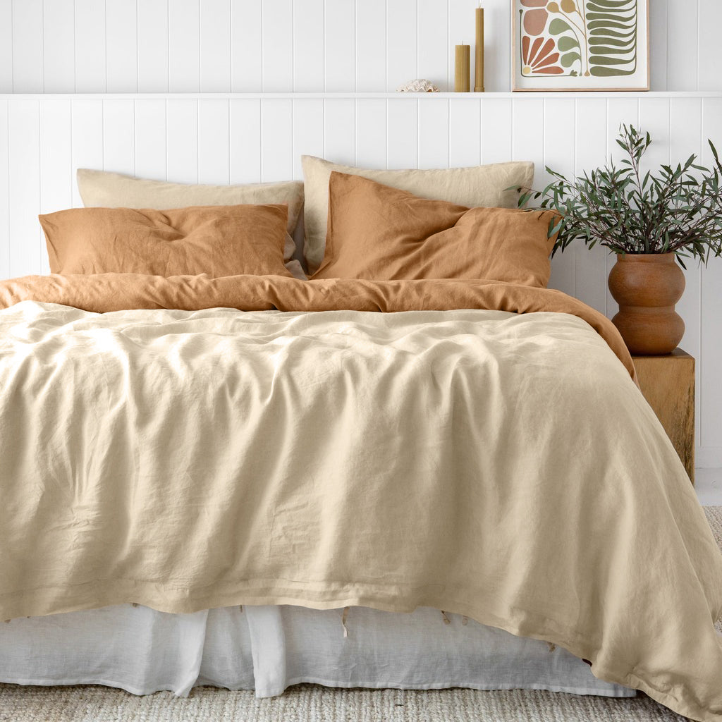 French Flax Linen Pillowcase Set in Sandalwood