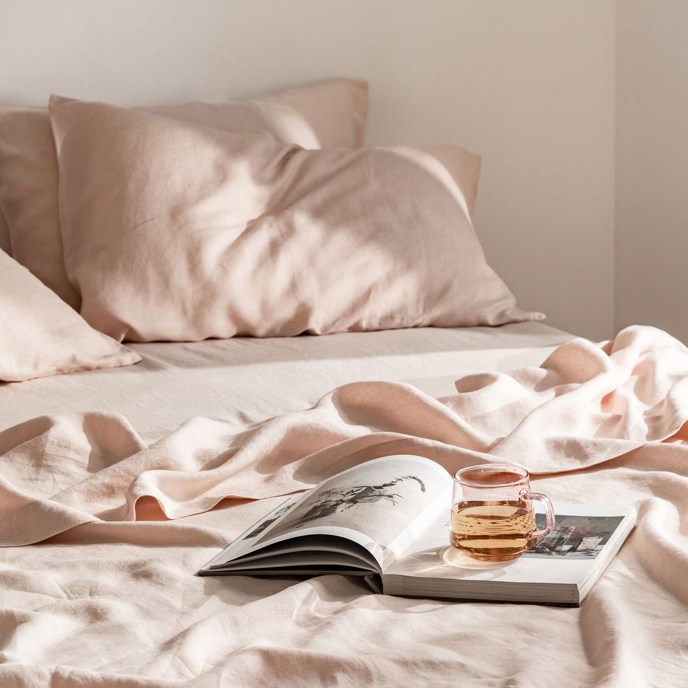 French Flax Linen Sheet Set in Blush