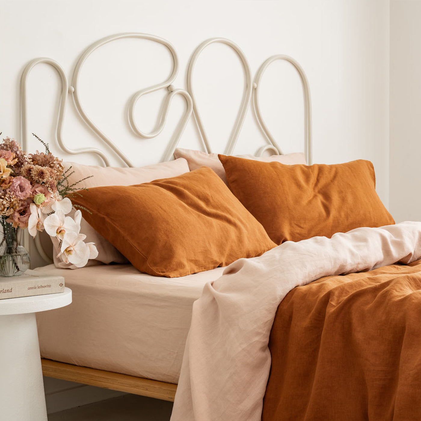 French Flax Linen Sheet Set in Blush