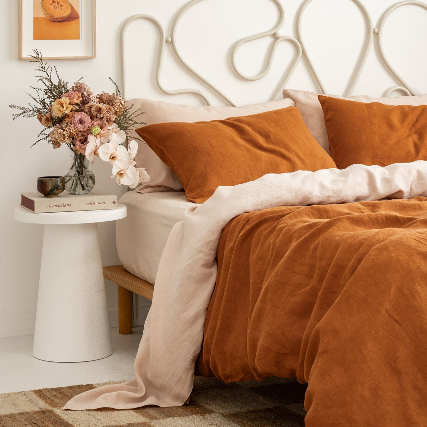 French Flax Linen Sheet Set in Blush