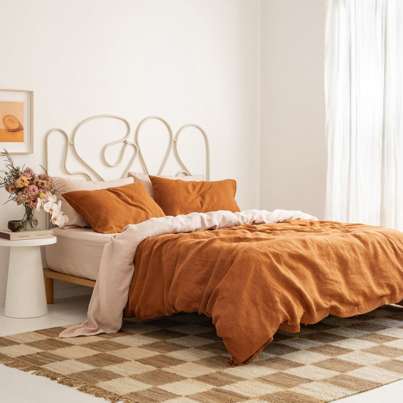 French Flax Linen Sheet Set in Blush