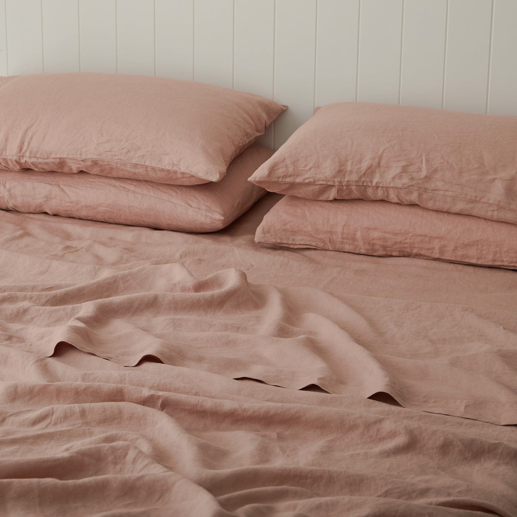 French Flax Linen Sheet Set in Clay