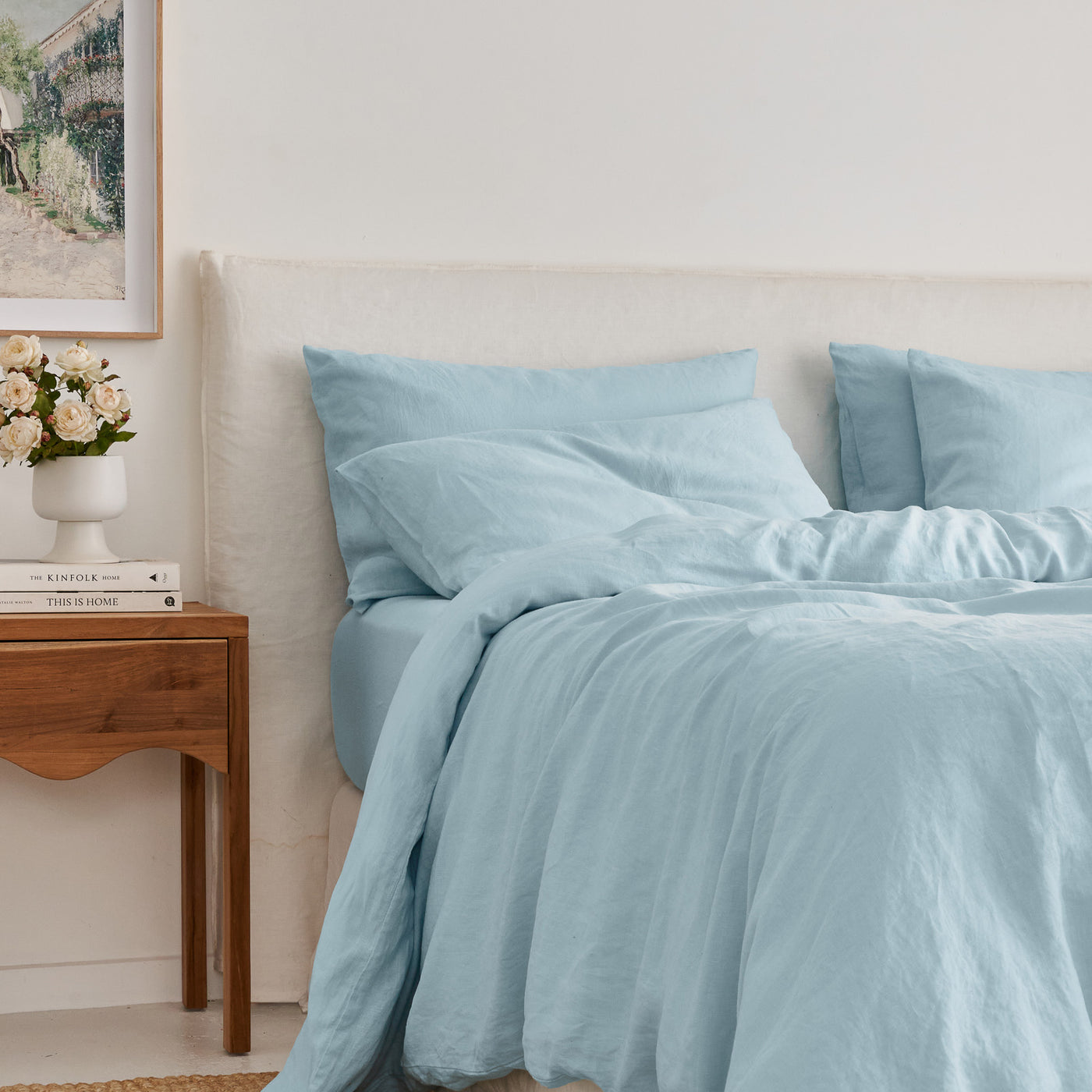 French Flax Linen Quilt Cover in Sky Blue
